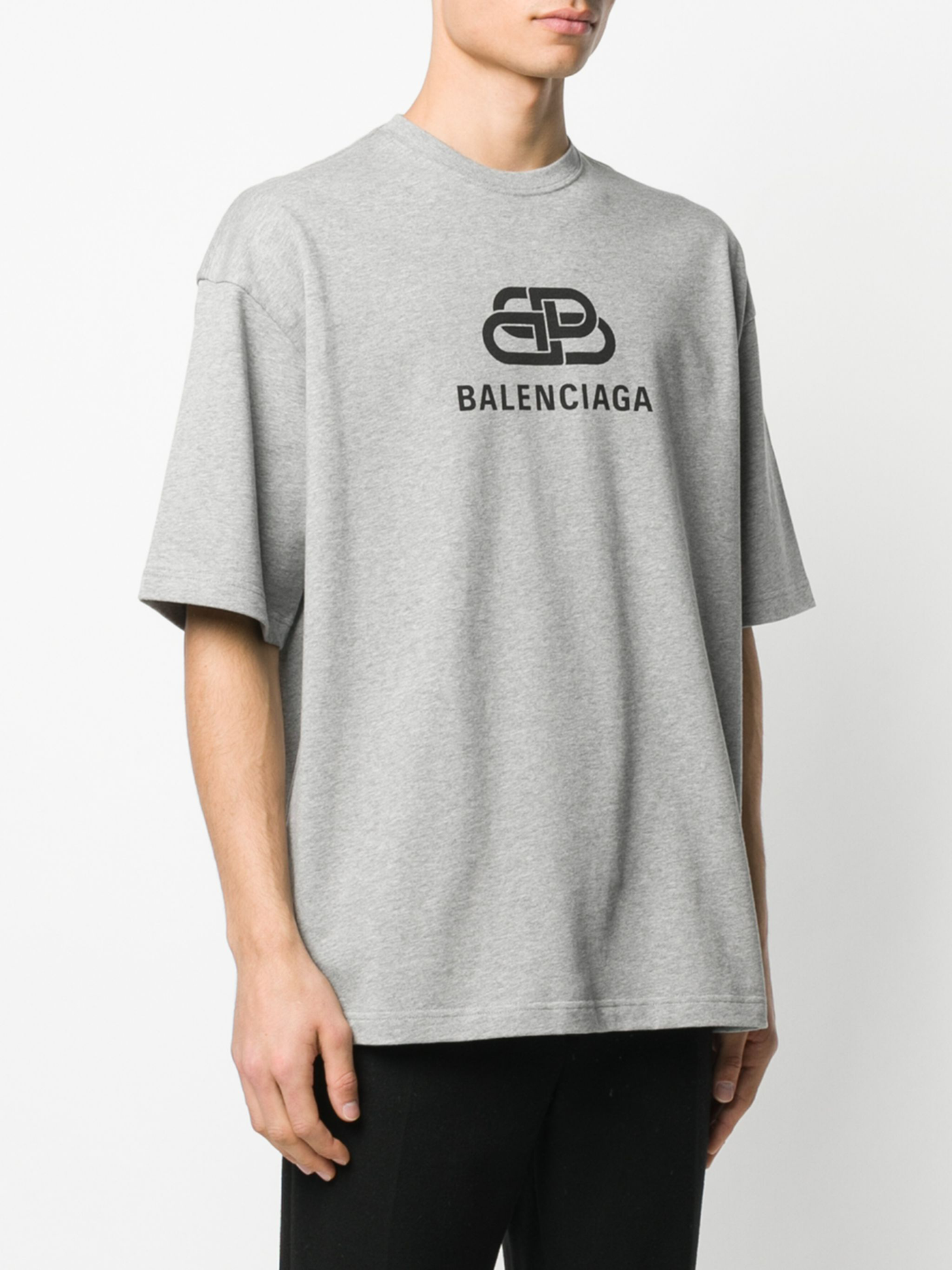 Balenciaga – T-Shirt mit BB-Logo-Aufdruck in Grau