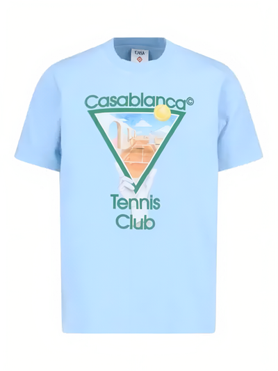 Casablanca – Metaphysical Tennis Club – Bedrucktes T-Shirt in Blau