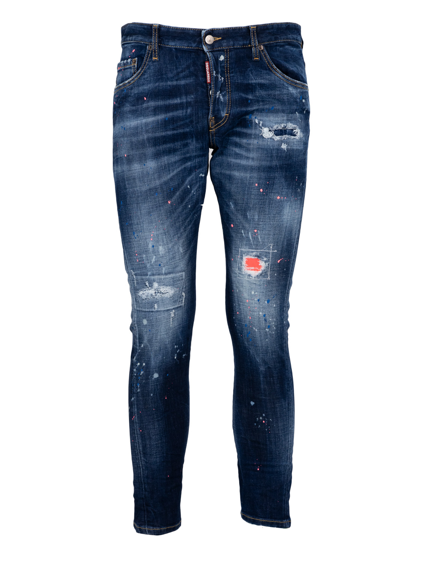 Dsquared2 Dark Neon Splash Zerrissene Cool Guy Jeans Blau