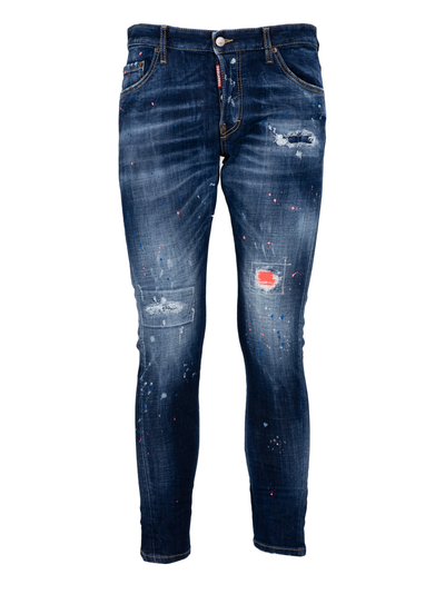 Dsquared2 Dark Neon Splash Zerrissene Cool Guy Jeans Blau