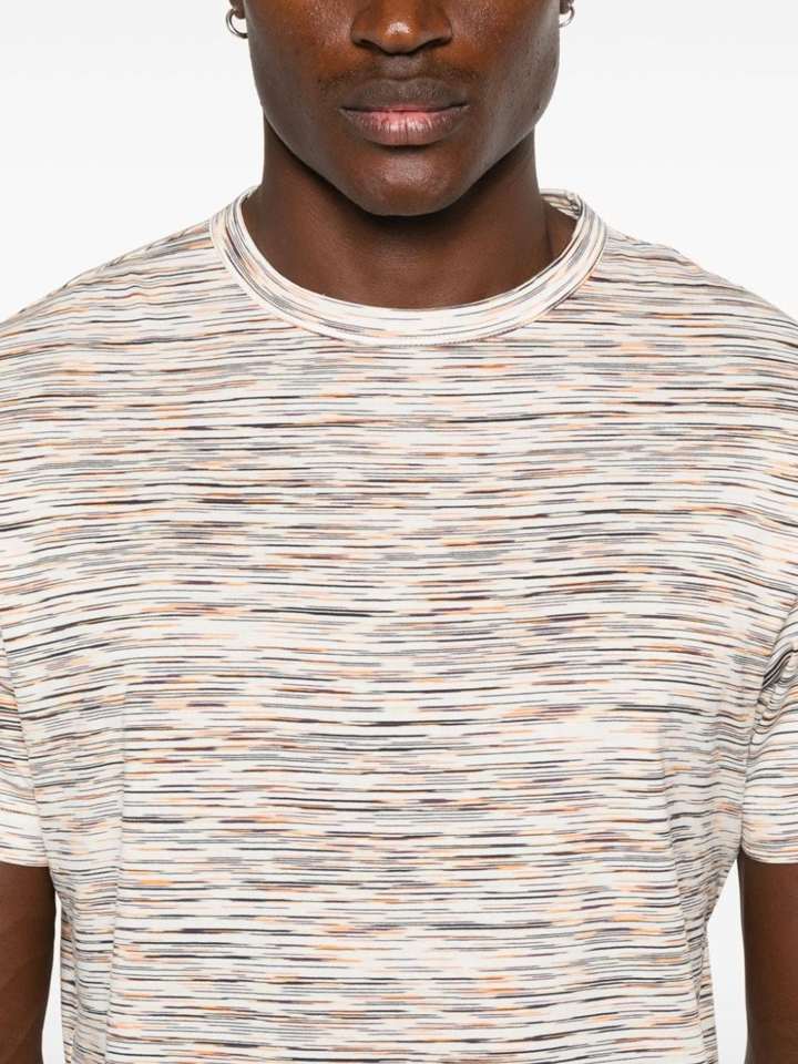 Missoni T-Shirt mit Slub-Streifenprint in Orange-Weiß