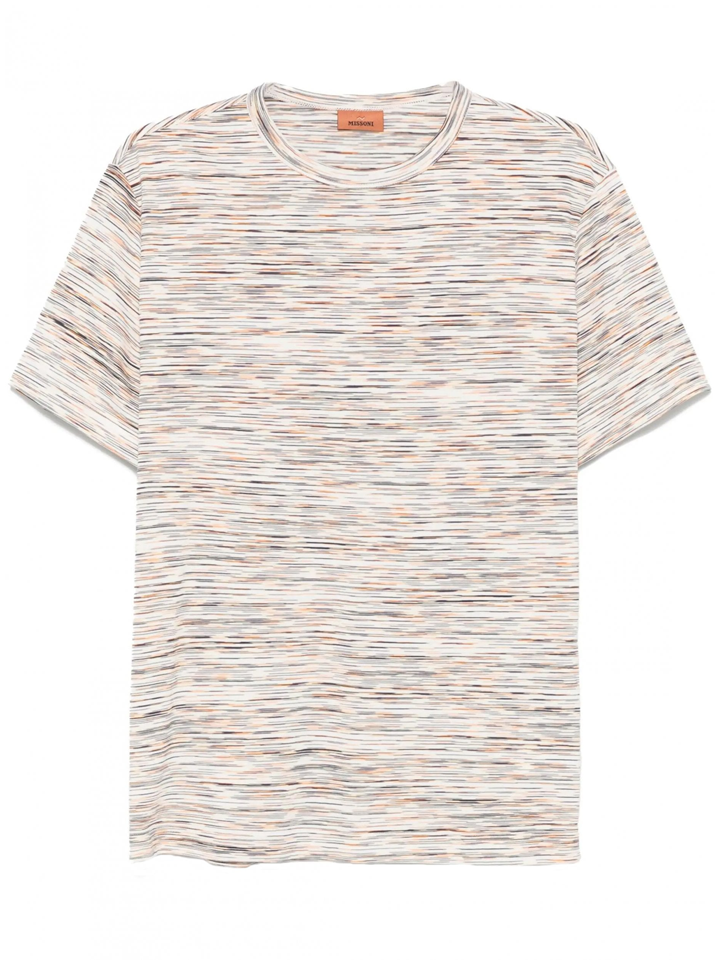 Missoni T-Shirt mit Slub-Streifenprint in Orange-Weiß