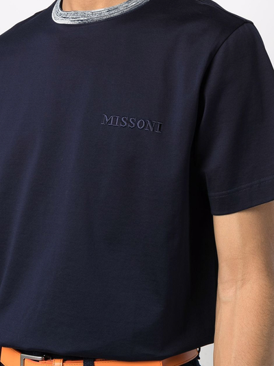 Missoni – T-Shirt mit gesticktem Logo in Marineblau