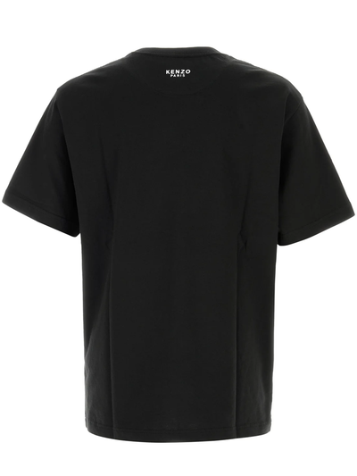 Kenzo – T-Shirt „Boke“ mit Blumenaufnäher in Schwarz