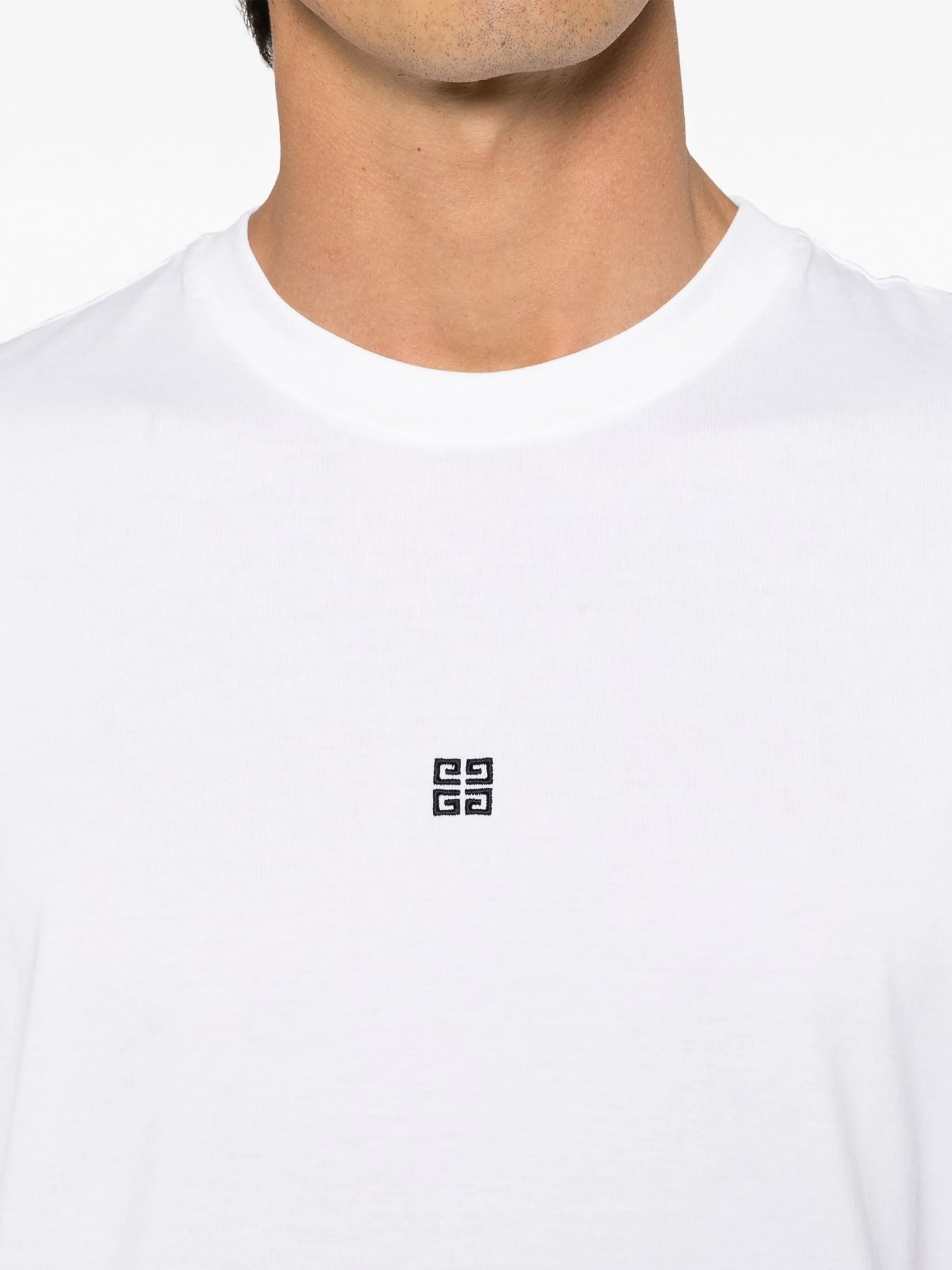 Givenchy – Weißes T-Shirt mit kleinem 4G-Logo-Stickerei