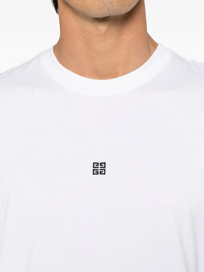 Givenchy – Weißes T-Shirt mit kleinem 4G-Logo-Stickerei