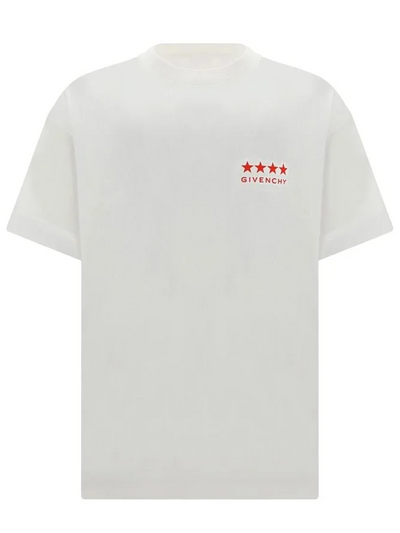 Givenchy – Weißes T-Shirt mit 4-Sterne-Logo-Aufdruck