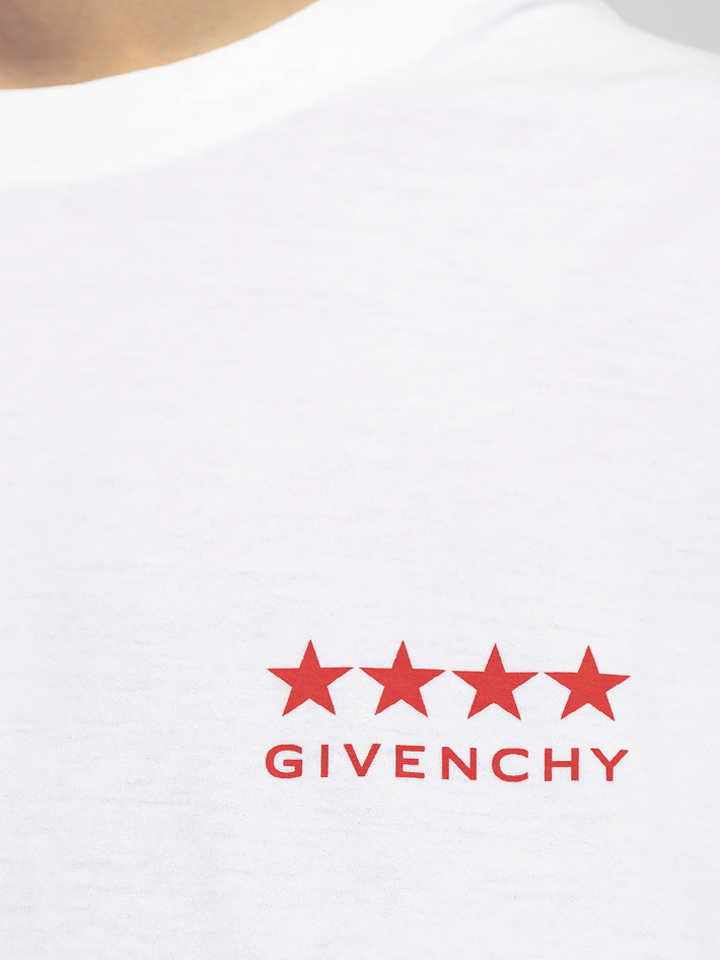 Givenchy – Weißes T-Shirt mit 4-Sterne-Logo-Aufdruck
