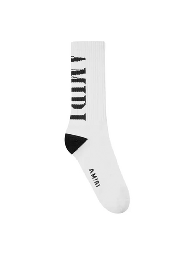 Amiri – Socken mit vertikalem Logo in Weiß/Schwarz