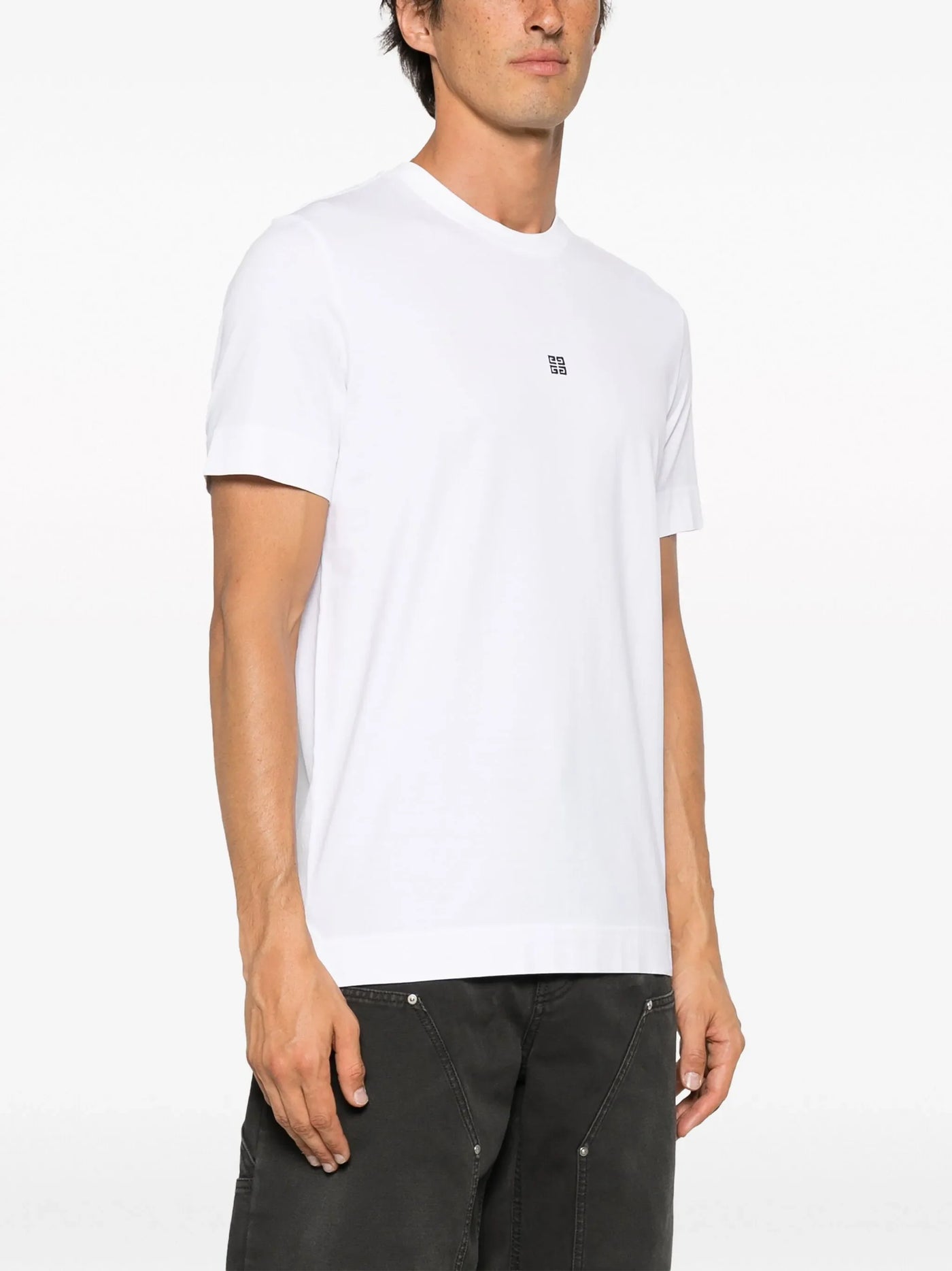 Givenchy – Weißes T-Shirt mit kleinem 4G-Logo-Stickerei