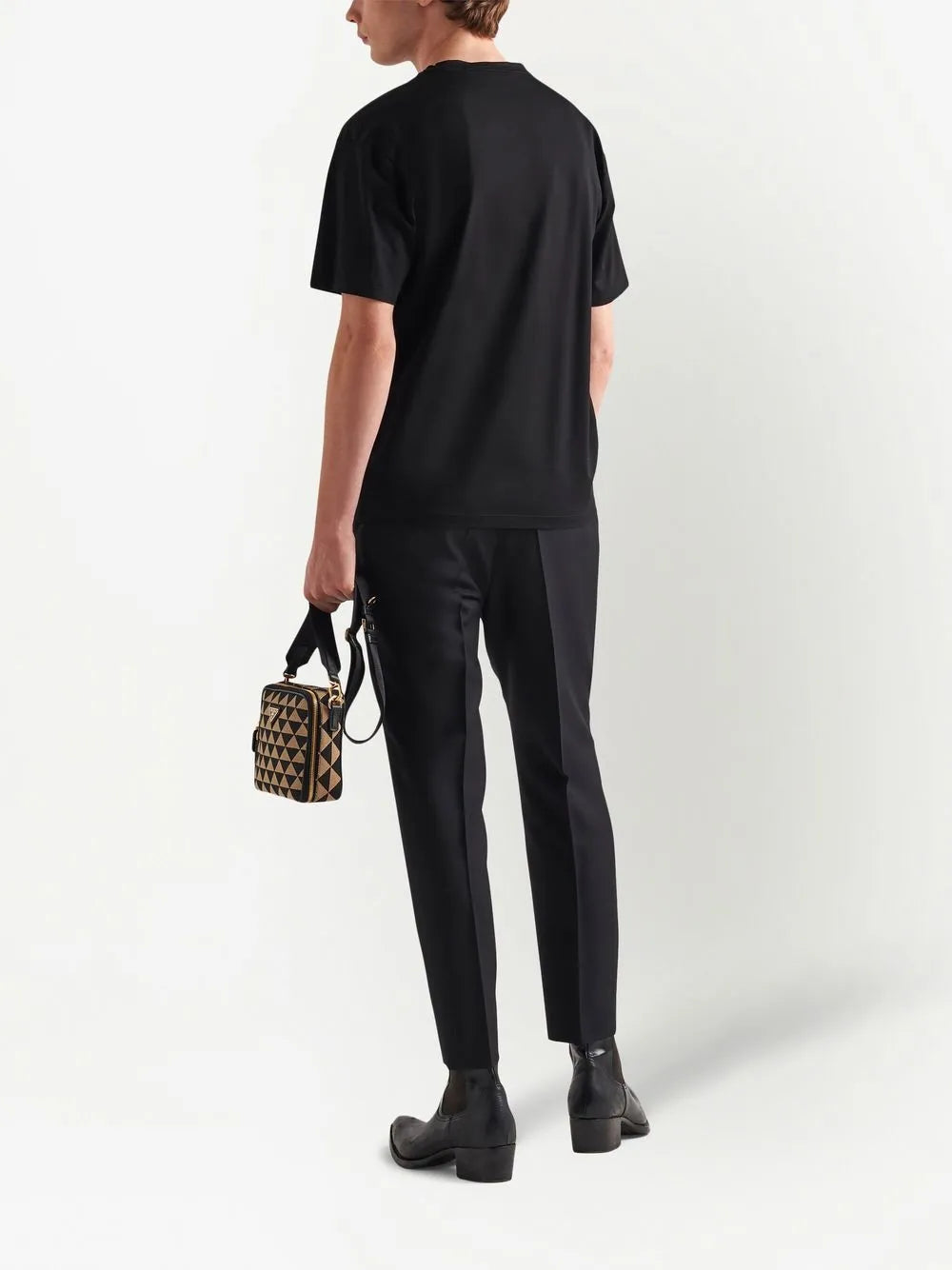 Prada – Schwarzes T-Shirt mit kleinem Logo-Print