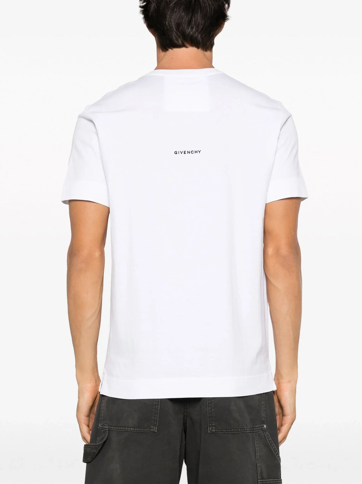 Givenchy – Weißes T-Shirt mit kleinem 4G-Logo-Stickerei