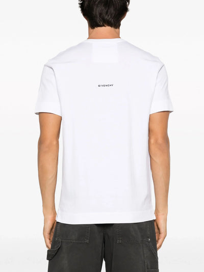 Givenchy – Weißes T-Shirt mit kleinem 4G-Logo-Stickerei