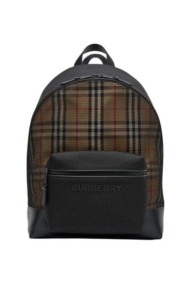 Burberry – Karierter Rucksack aus Netzstoff in Beige