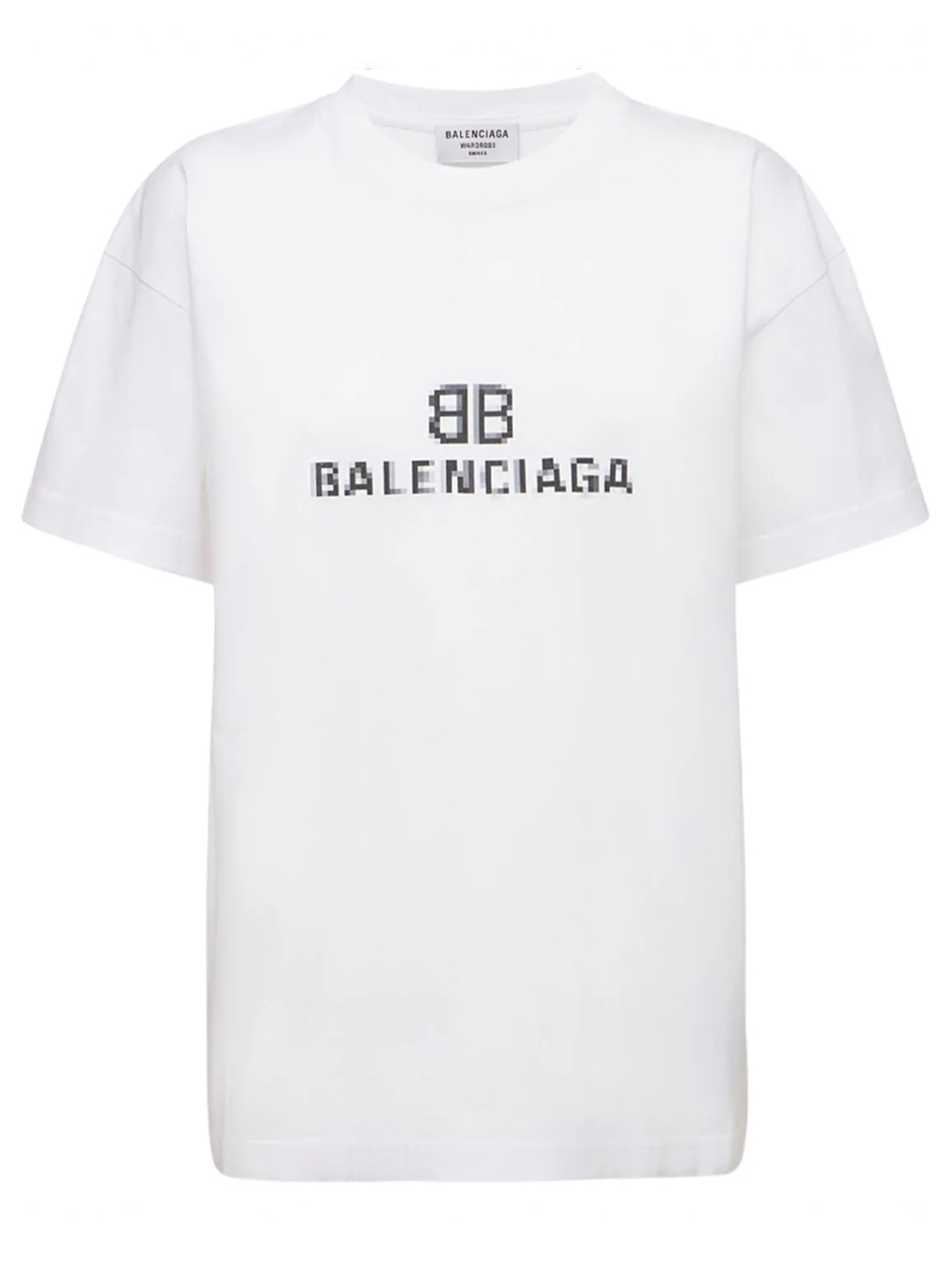 Balenciaga – Weißes T-Shirt mit Pixel-BB-Logo-Aufdruck