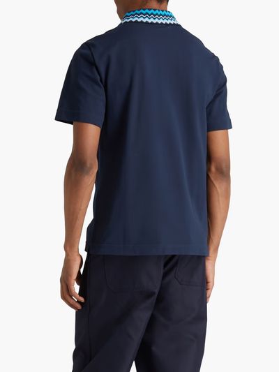 Missoni – Poloshirt mit Zickzack-Kragen in Marineblau