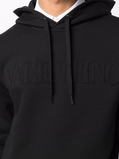 Valentino – Schwarzer Kapuzenpullover mit geprägtem Logo